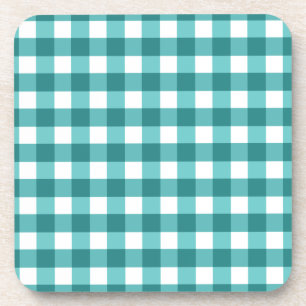 Teal gingham coaster
