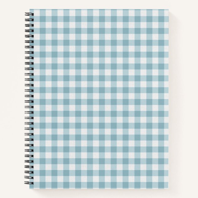 Teal Gingham Stripe Plaid Notebook (Front)