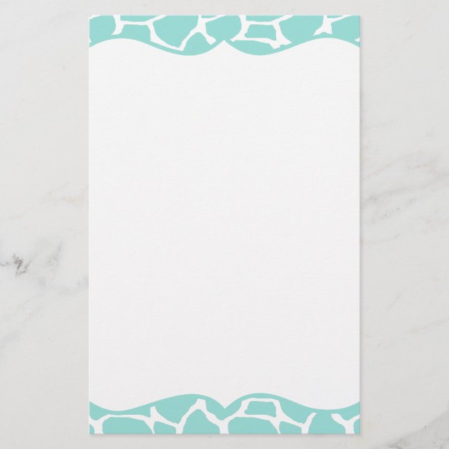 Teal Giraffe Print Stationery (Front)