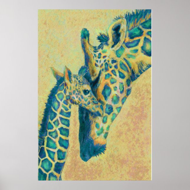 teal giraffes poster (Front)