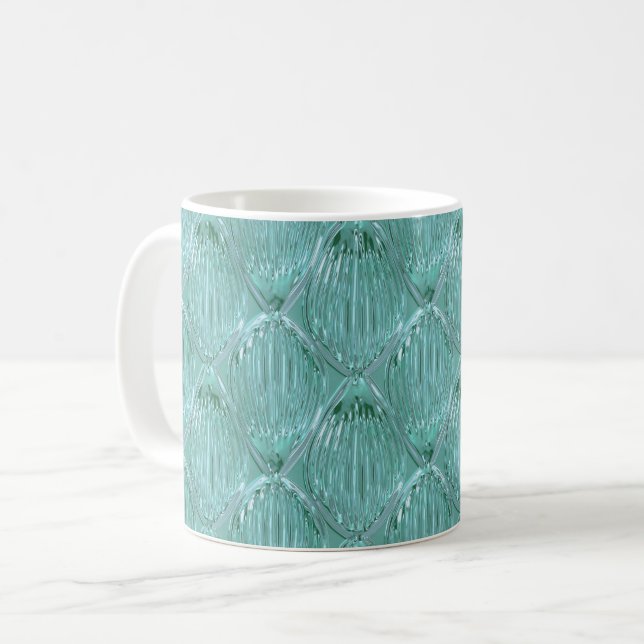 Teal glass look abstract pattern elegant coffee mug (Front Left)