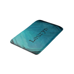 Teal glass texture bath mat