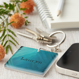 Teal glass texture keychain