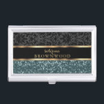 Teal Glitter and Black Damask Business Card Holder<br><div class="desc">Business Card Cases - Featuring a Teal Faux Glitter and Black Damask Design ready for you to personalize. 📌If you need further customization, please click the "Click to Customize further" or "Customize or Edit Design"button and use our design tool to resize, rotate, change text colour, add text and so much...</div>