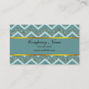 Teal Glitter Business Card