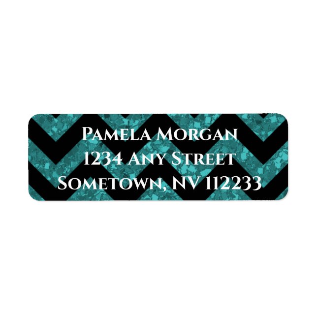 Teal Glitter Chevron Return Address Label (Front)
