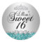 Teal Glitter & Diamond Tiara Sweet 16 Sticker