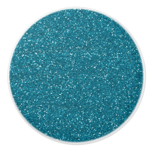 Teal Glitter Effect Ceramic Knob