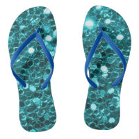 Teal Glitter Flip Flops