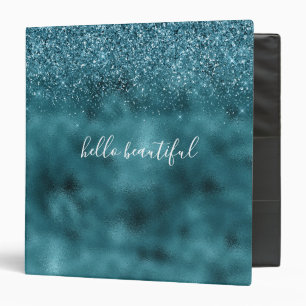 Teal Glitter Glitz sparkle glam personalized quote Binder