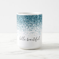 Teal Glitter Glitz sparkle glam personalized quote