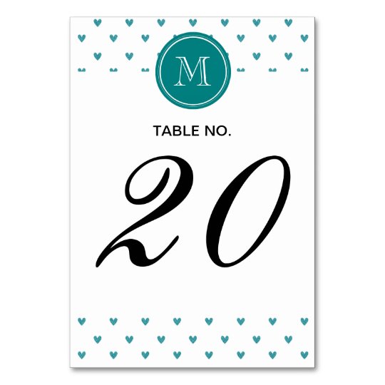 Teal Glitter Hearts with Monogram Card