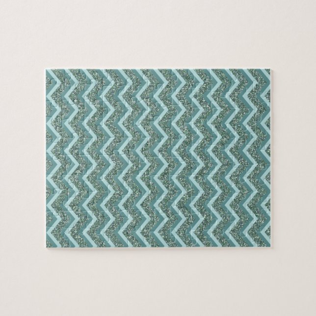 Teal Glitter Jigsaw Puzzle (Horizontal)