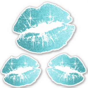 Teal Glitter Lips - Kiss-Cut