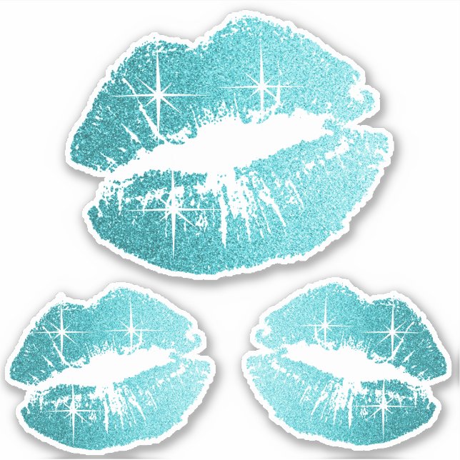 Teal Glitter Lips - Kiss-Cut (Front)