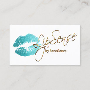 Teal Glitter Lipstick Business Card