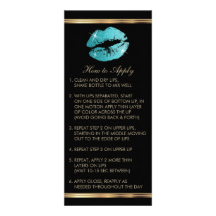 Teal Glitter Lipstick Instructions Rack Card
