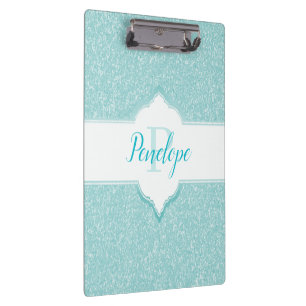 Teal Glitter Monogram Clipboard