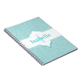 Teal Glitter Monogram Notebook