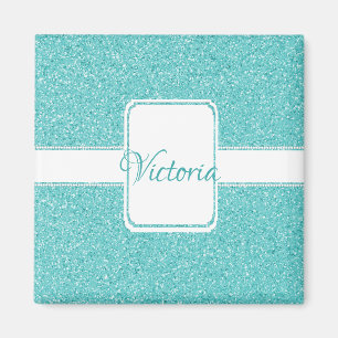 Teal Glitter Personalize Magnet