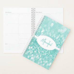 Teal Glitter Personalize Planner