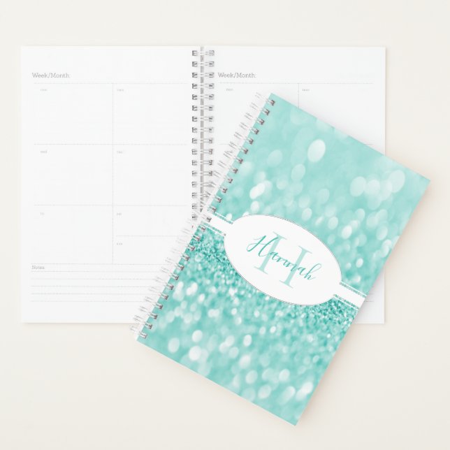 Teal Glitter Personalize Planner (Display)