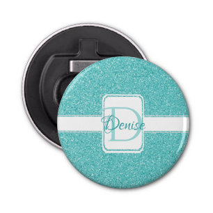 Teal Glitter Personalized  Bottle Opener
