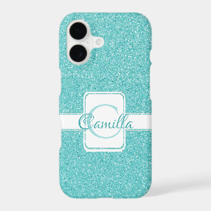 Teal Glitter Personalized Case-Mate iPhone Case