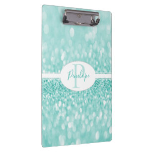 Teal Glitter Personalized Clipboard