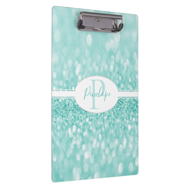 Teal Glitter Personalized Clipboard (Right)