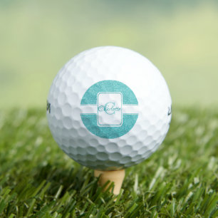 Teal Glitter Personalized Golf Balls
