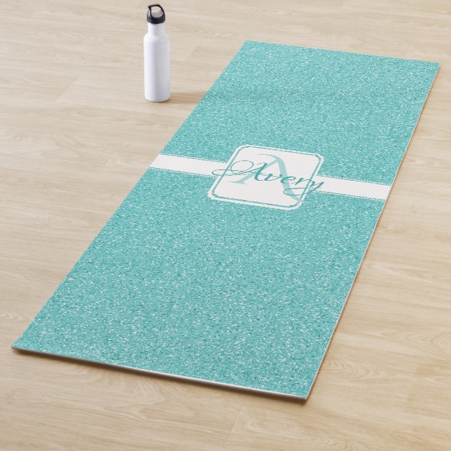 Teal Glitter Personalized Yoga Mat (In Situ)
