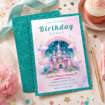 Teal Glitter Princess Castle Birthday Party