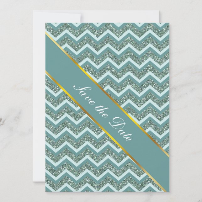 Teal Glitter Save The Date (Front)