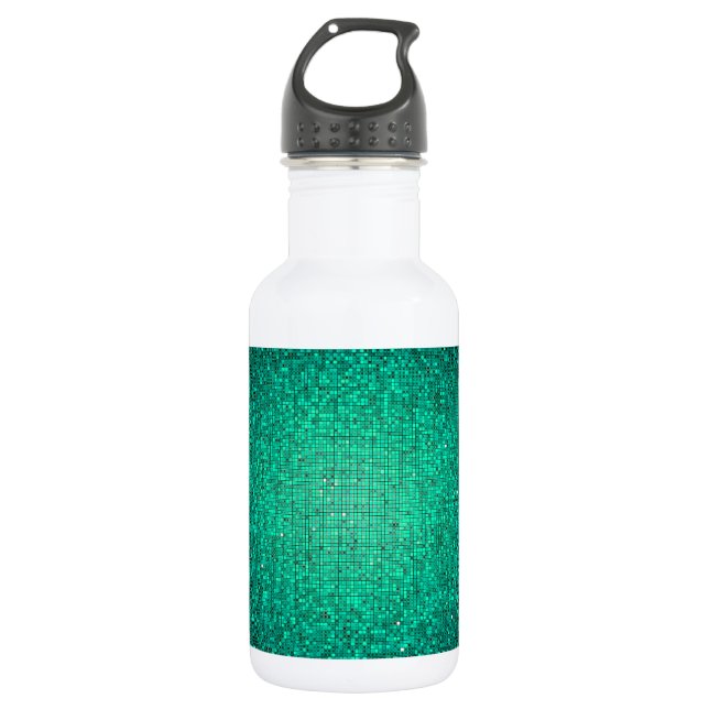 Teal Glitter Sequin Disco 32. oz. 532 Ml Water Bottle (Front)