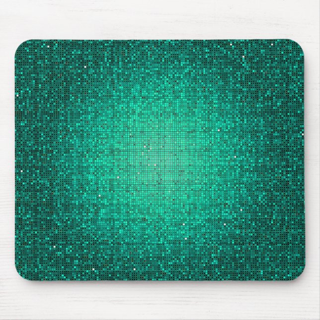 Teal Glitter Sequin Disco Personalized Mousepad (Front)