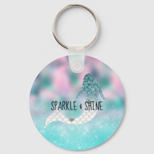 Teal Glitter Sparkle Mermaid Keychain