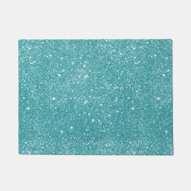 Teal Glitter Sparkles Doormat (Front)