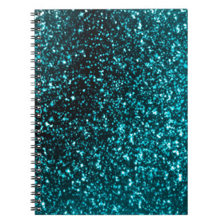 Teal Glitter Spiral Notebook