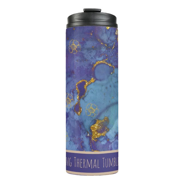 *~* Teal Glitter SWAG Marble QR Thermal Tumbler (Front)