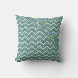 Teal Glitter Throw Pillow