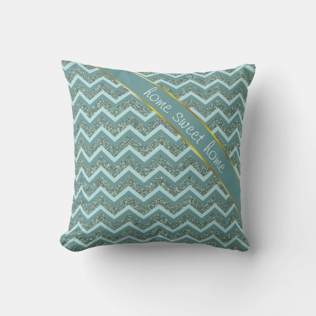 Teal Glitter Throw Pillow (Front)