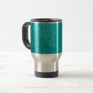 Teal Glitter  Travel Mug