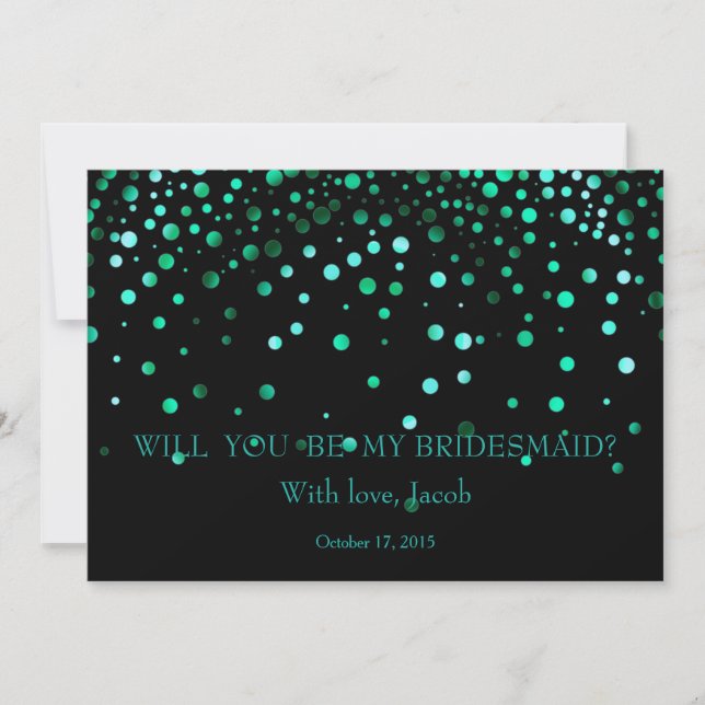Teal Glitter Will You Be My Bridesmaid Invitation (Front)