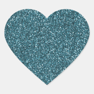 Teal Glitzy Glam Sparkle Glitter Heart Sticker