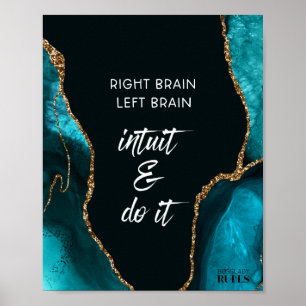 Teal Gold Agate BossLady Rules Motivational Quote Poster