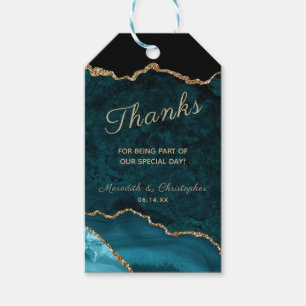 Teal Gold Agate Geode Thanks Wedding Gift Tags