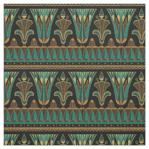 Teal Gold and Black Art Deco Fabric