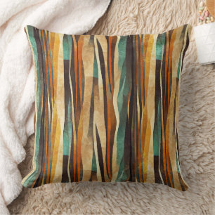 Teal Gold Art Deco Geometric Pattern Throw Pillow
