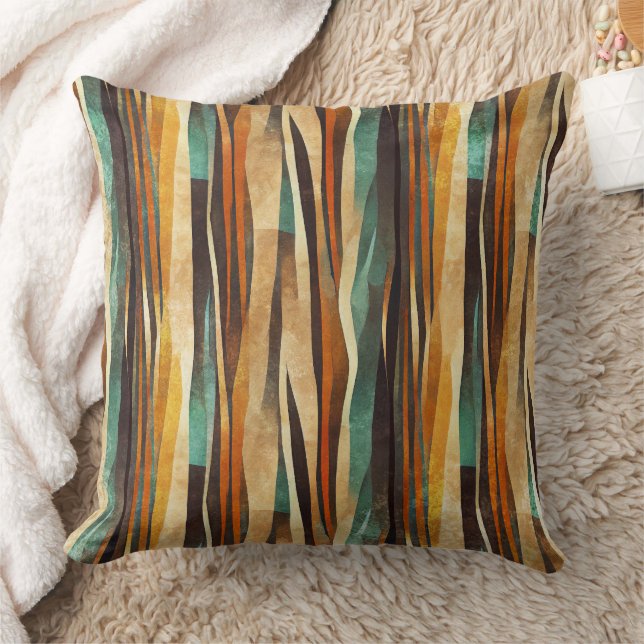 Teal Gold Art Deco Geometric Pattern Throw Pillow (Blanket)